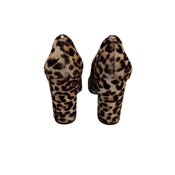 Sam Edelman Leopard Print Leather Block Heel Pumps Size 7.5 - Picture 6 of 10